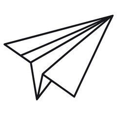 Fototapeta premium Folded Paper Airplane – Single Line Vector Drawing – Minimalist Icon for Travel, Creativity, Communication Themes, Mail Graphics, and Clean Modern Motion or Directional Projects