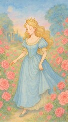 Fototapeta premium Elegant princess in rose garden.
