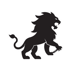 Lion Silhouette With Broken Chain Vector