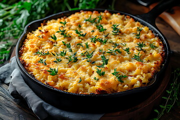 cornbread oyster stuffing thanksgiving iron pan wooden table