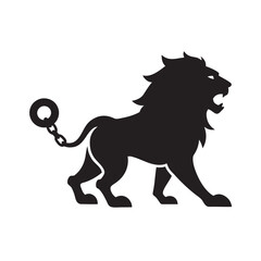 Lion Silhouette Breaking Free From Chains