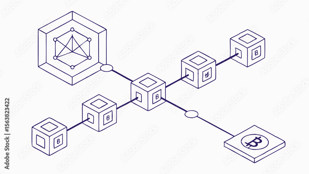 Poster blockchain network: interconnected data cubes with cryptocurrency