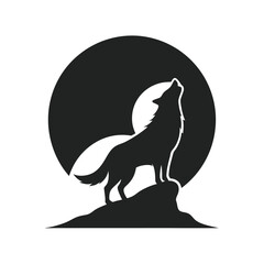 Howling Wolf With Full Moon Background