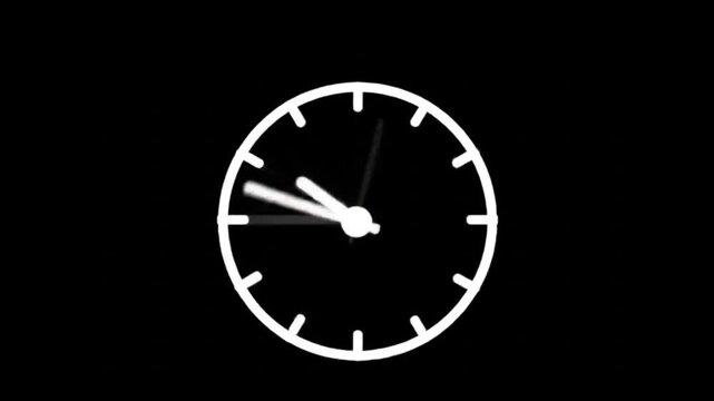 Animated Clock Time Lapse on Black Background Passing Time, Deadline, Urgency, Countdown