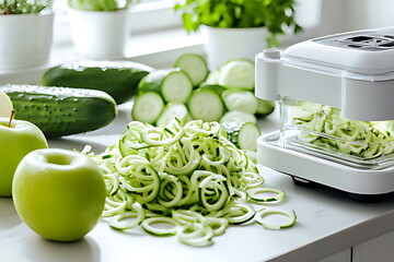 making zucchini noodles using spiralizer kitchen