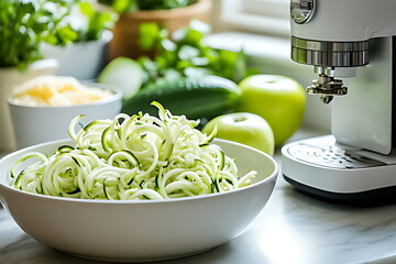making zucchini noodles using spiralizer kitchen