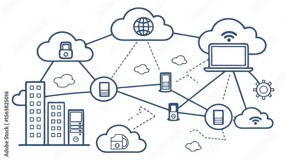 Poster cloud computing network diagram - modern it infrastructure
