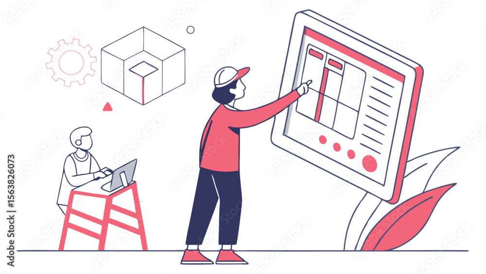 Poster collaborative project visualization: isometric design