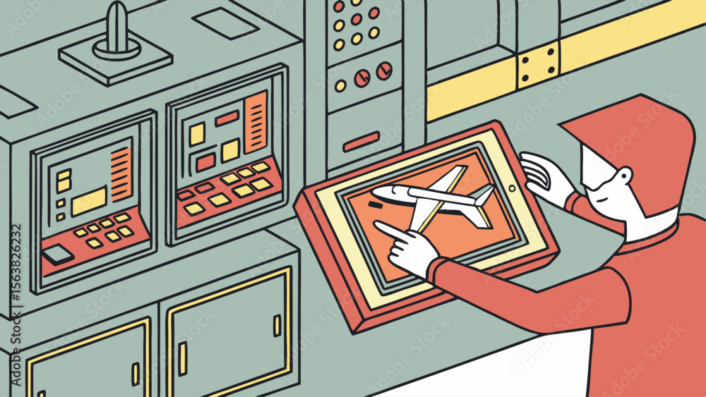 Poster airplane design simulation on digital display