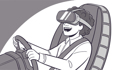 VR Driving Simulator: Immersive Experience Illustration
