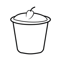 yogurt cup with fruit line art sketch