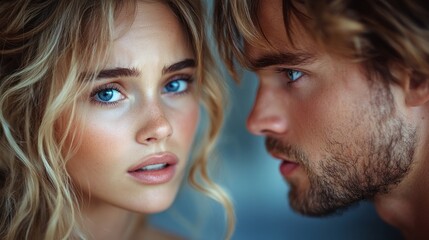Obraz premium A captivating moment between two reveals deep emotions and the magic of eye contact, creating passion