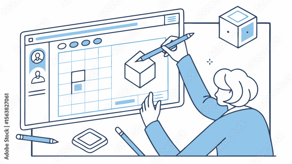 Poster digital design workflow: creating 3d graphics on a computer