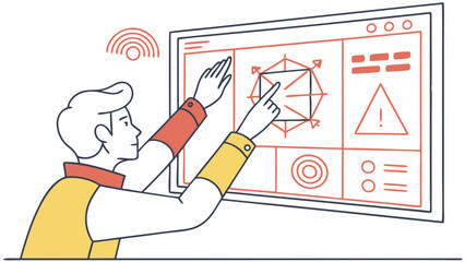 Interactive Tech: Man Interacting with Digital Interface
