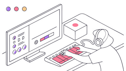 Isometric Digital Artist at Work: Creative Process