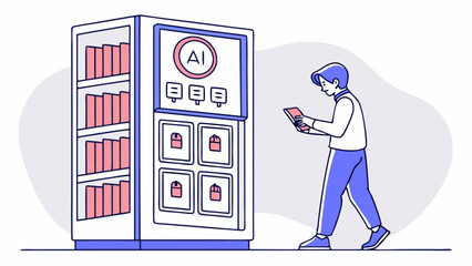 AI-Powered Book Kiosk: Modern Library Concept