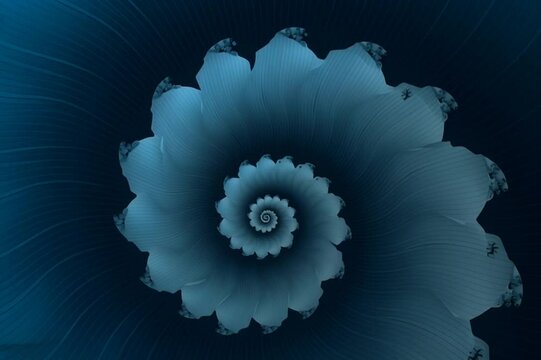 A mesmerizing blue spiral shell with intricate patterns and deep oceanic hues, horizontal video