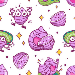 Seamless pattern cute taro elements. Vector illustration