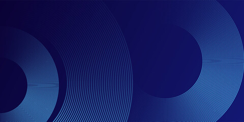 Abstract blue glowing geometric lines on dark blue background. Modern shiny blue circle lines pattern. Futuristic technology concept. poster in eps10, modern web