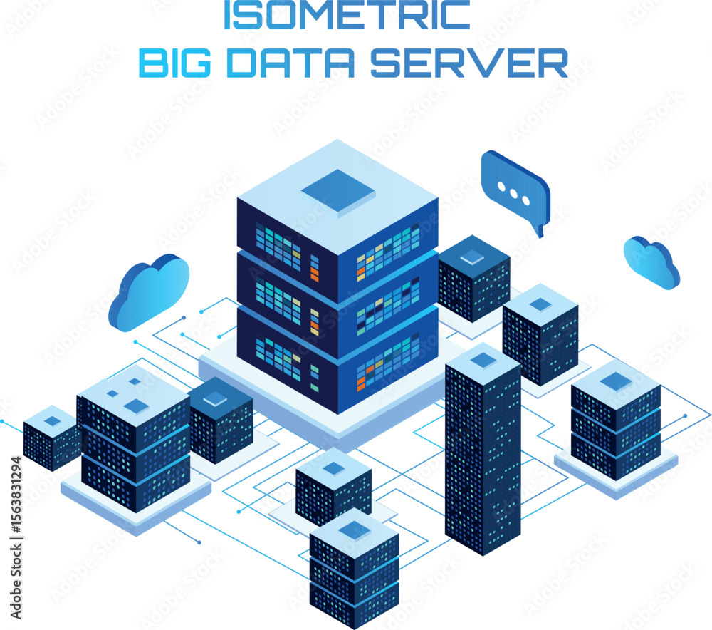 Poster datacenter server room, cloud storage technology, and data processing. data connection and protectio