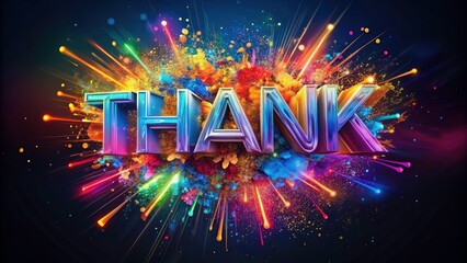 Dynamic thank you animation: splash effect, stylized lettering, abstract art, striking conceptual imagery.