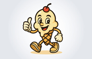 Cone Ice Cream Mascot Cartoon Character Logo Template