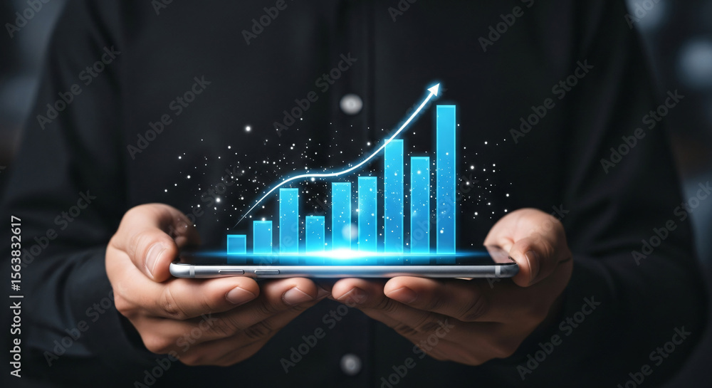 Poster data-driven growth analyzing business trends with visualizations