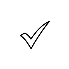 Simple artistic hand drawn doodle sketch outline checkmark symbol graphic element representing positive confirmation successful task completion agreement approval concept