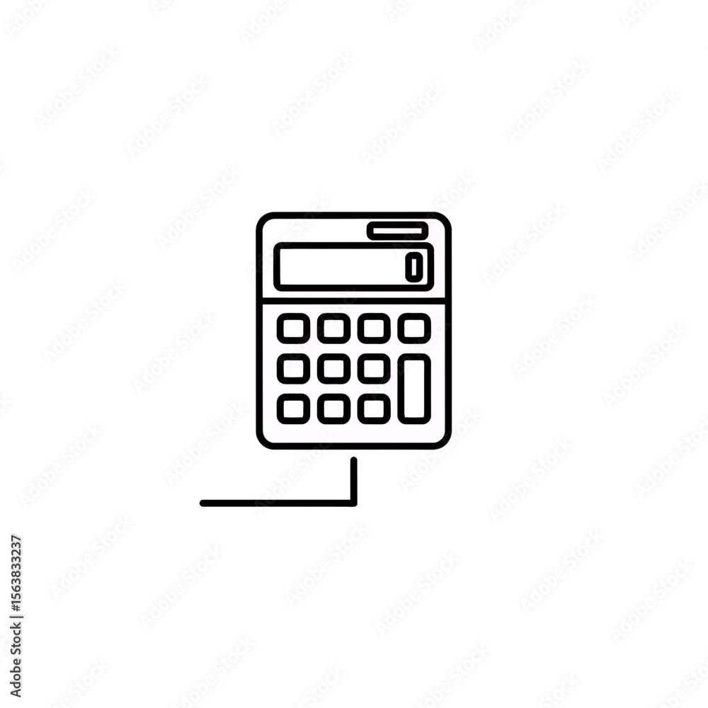 Poster minimalist line art calculator icon for financial business accounting and mathematical calculations 