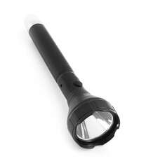 One flashlight on white background. Police equipment