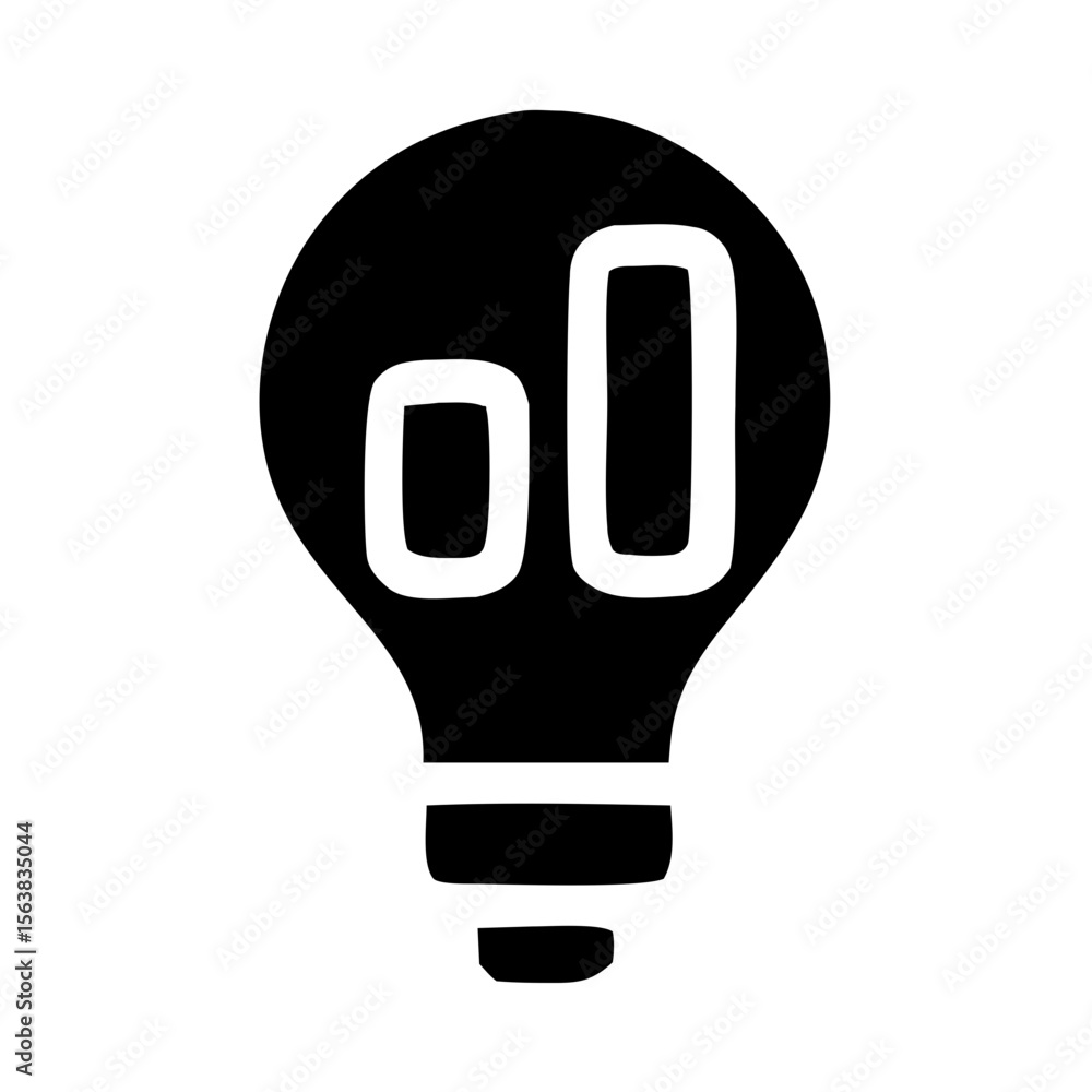Poster outline handdrawn light bulb idea with bar graph inside icon