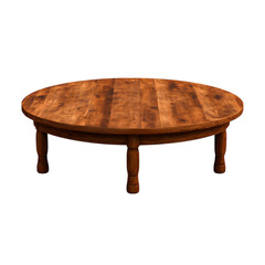 Round Wooden Table with Rustic Finish Ideal for Dining or Living Room Setting