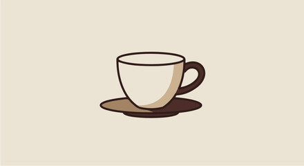 Elegant Coffee Cup on Saucer Beverage Illustration