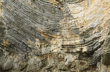 Khao Hin Phap Pha pancake rock cliff, a natural rock formation that carved over millions of years along the coast of Nakhon Si Thammarat, southern Thailand