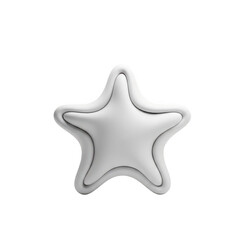 White Star Icon, 3D Rendered Star Shape, Padded Design, Modern Style, Isolated on White Background, Graphic Element, Minimalist Aesthetic