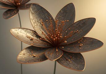 Circuit Board Lotus Flower with Metallic Petals