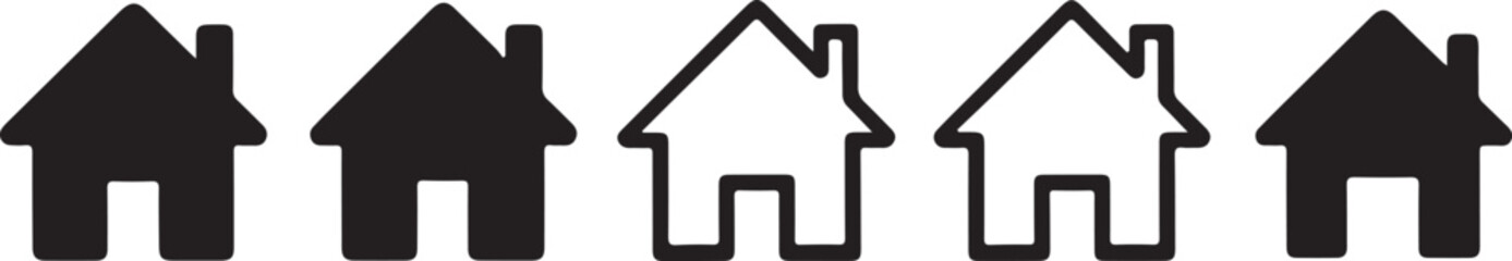 House icons set. Home icon collection. Real estate. Flat style houses symbols for apps and websites on whitr background - stock vector.