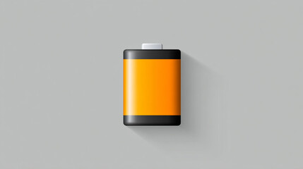 Simple minimalist battery icon on a clean blank background with ample caption space on the side. Modern flat design, suitable for tech, energy, and user interface concepts.

