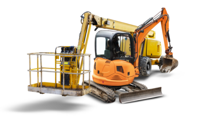 Showcasing a range of construction equipment available for rental, this highlights tools essential for various building projects and site management.