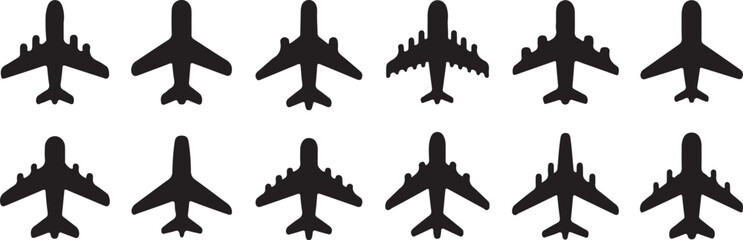 Set airplane icon. Aircrafts flat style - stock vector.