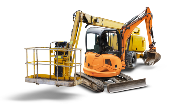 Showcasing a range of construction equipment available for rental, this highlights tools essential for various building projects and site management.