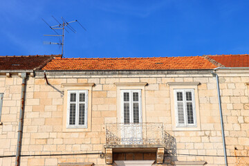 Traditional Mediterranean architecture in Vela Luka, on island Korcula, Croatia.