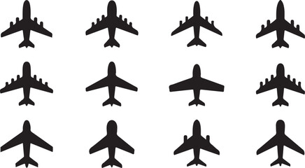 Set airplane icon. Aircrafts flat style - stock vector.