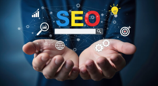 Search engine optimization seo marketing strategy digital marketing online business growth concepts