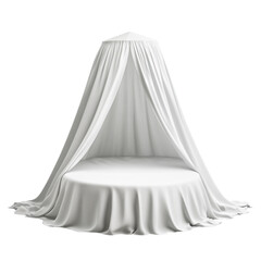 Elegant White Fabric Canopy with Draped Material for Photography and Event Decor