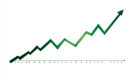 Simple green line graph illustrating steady growth on a clean blank background. Minimalist design with clear upward trend. Caption space available on the side for text or data.

