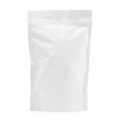 Zipper stand-up pouch isolated on white. Mockup for design