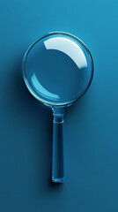 Simple magnifying glass search icon on a blank background with ample caption space on the side. Minimalistic design, clean and modern for user interface or digital applications.

