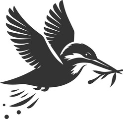 Vector silhouette of a kingfisher black illustration drawing