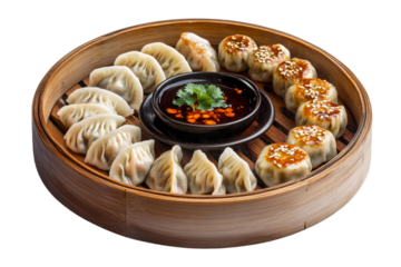 Tasty dumplings presented with spiced dip